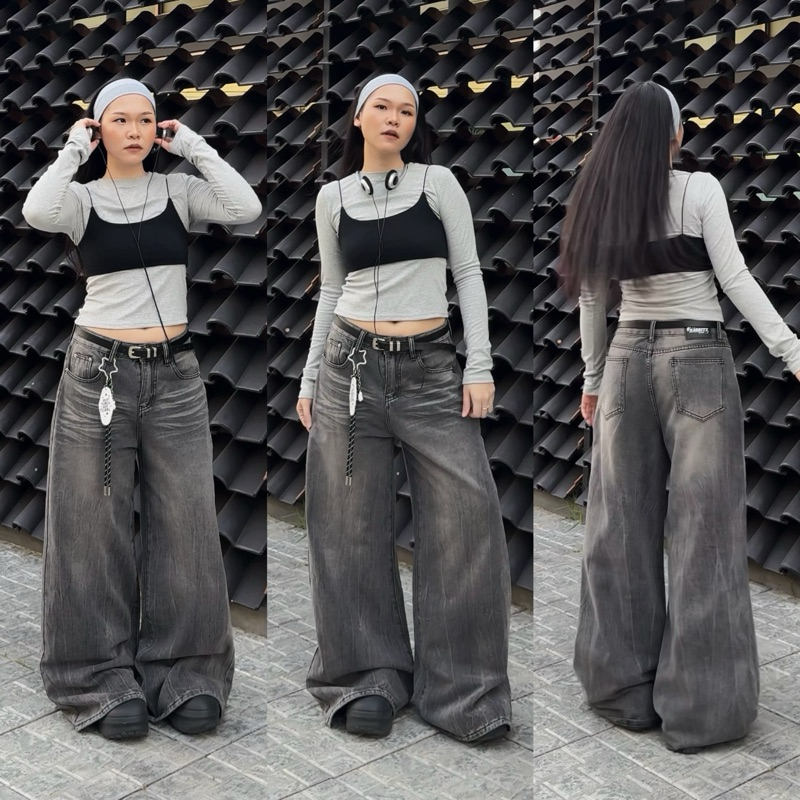 กางเกงยีนส์กระบอกใหญ่ Thunder jeans ช/ญ ใส่ได้ | เอวกลาง