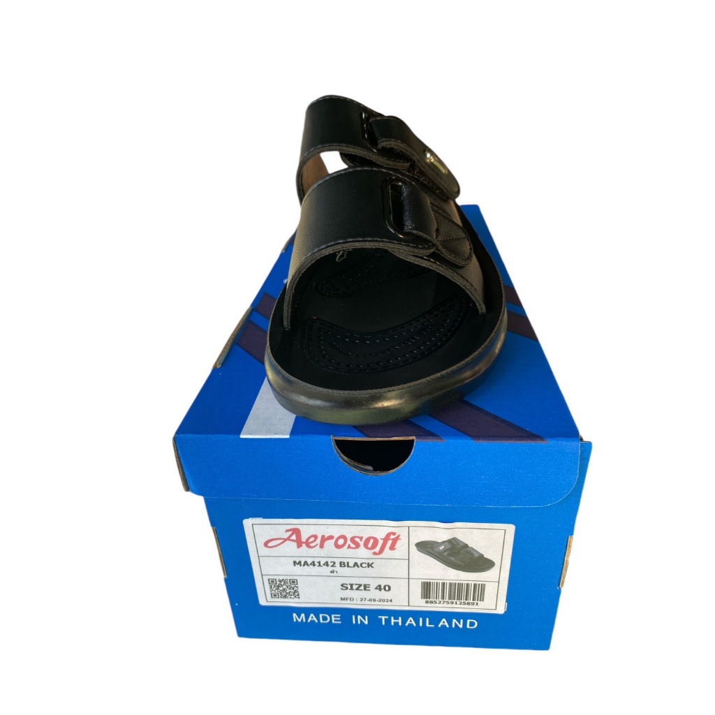 aerosoftนุม...สบาย*รองเท้าแตะสวมPU*แอโรซอลรุ่นMA4142สีดำSIZE39-43