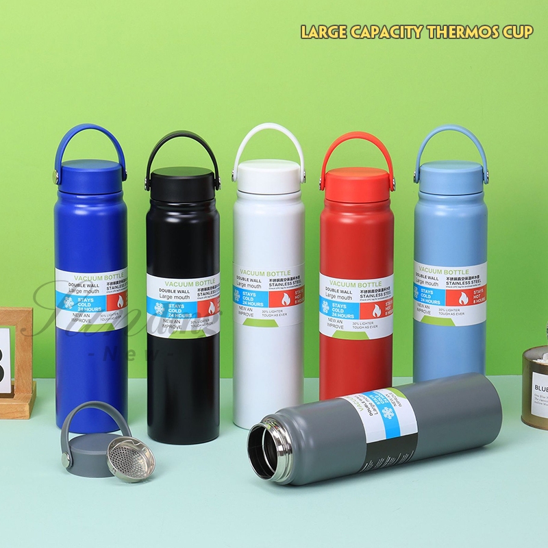 ขวดน้ำ 800ml-1000ml. กระบอกน้ำ ขวดน้ำสแตนเลส304 ระบอกน้ำ เก็บอุณหภูมิ ขวดใส่น้ำดื่ม หูหิ้วเป็นซิลิโคน B0168