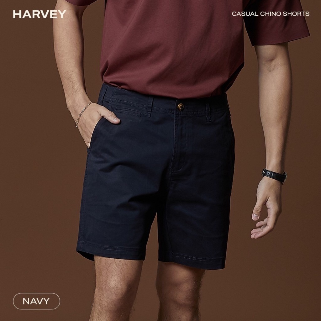 TWENTYSECOND กางเกงขาสั้น ผ้าคอตต้อน รุ่น Harvey Chino Shorts - กรม / Navy