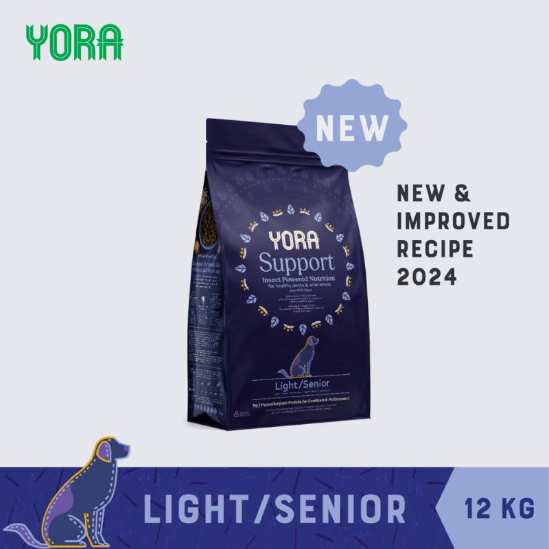 YORA Light/Senior 12 kg โยรา ไลท์/ซีเนียร์ 12 กก. สำหรับสุนัขสูงอายุ หรือ ลดน้ำหนัก อาหารสุนัขครบโภช