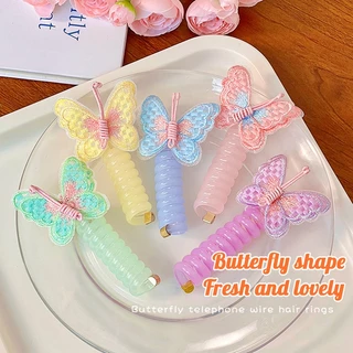 ยางรัดผมหางม้า ยางรัดผมเด็ก ลายผีเสื้อ สีสัน ความยืดหยุ่นสูง