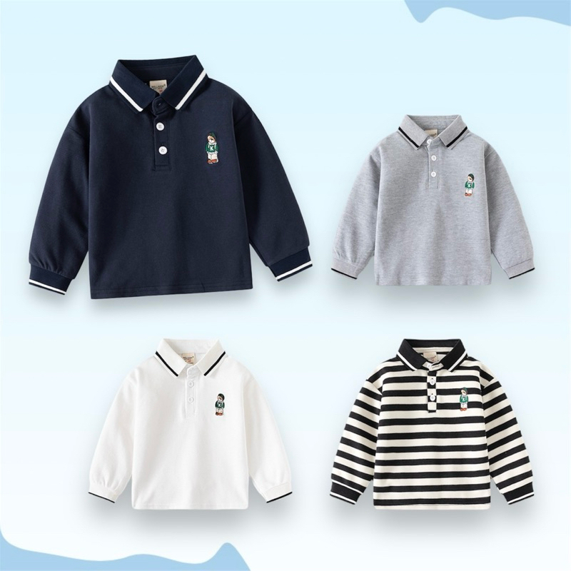 AB237 เสื้อโปโลแขนยาว เสื้อผ้าเด็ก แฟชั่นเด็ก สินค้าพร้อมส่ง
