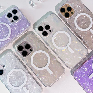 [i17]พร้อมส่ง🧊 T5S192 เคสน้ำแข็งกากเพชรชาร์จไร้สาย Rainbow Glitter Ice เคสแม่เหล็ก ✨เคสไอโฟน for iphone11-17air,17Promax