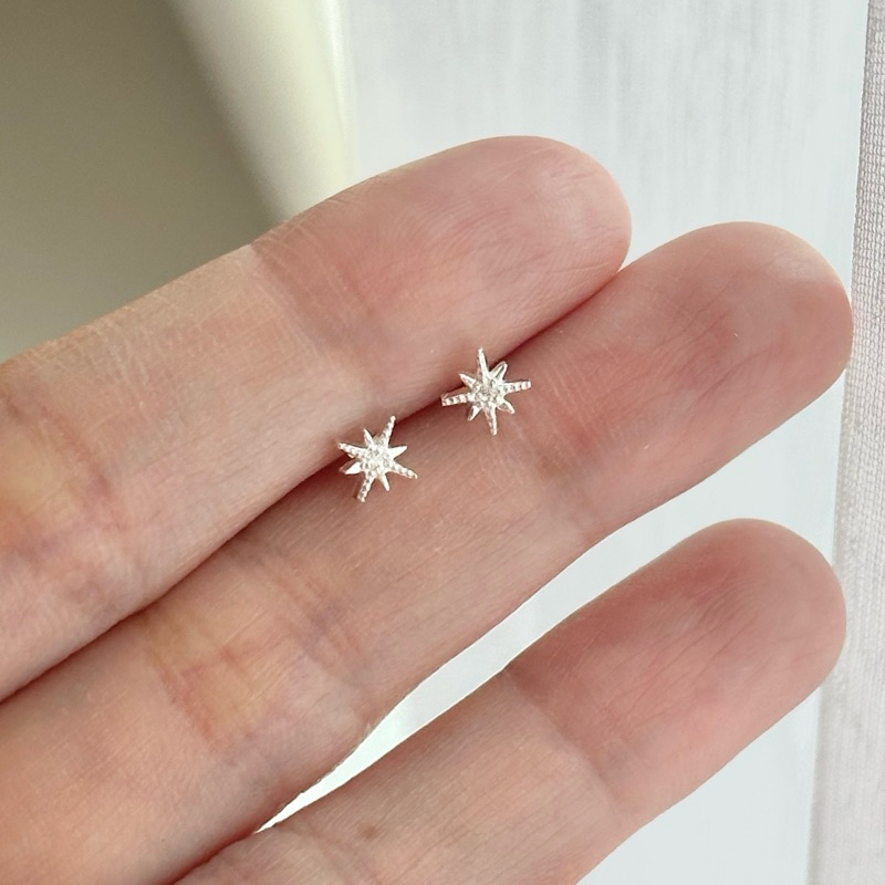 cchershop : silver925 ต่างหูเงินแท้ ต่างหูชุดดาว -sparkly starburs earring