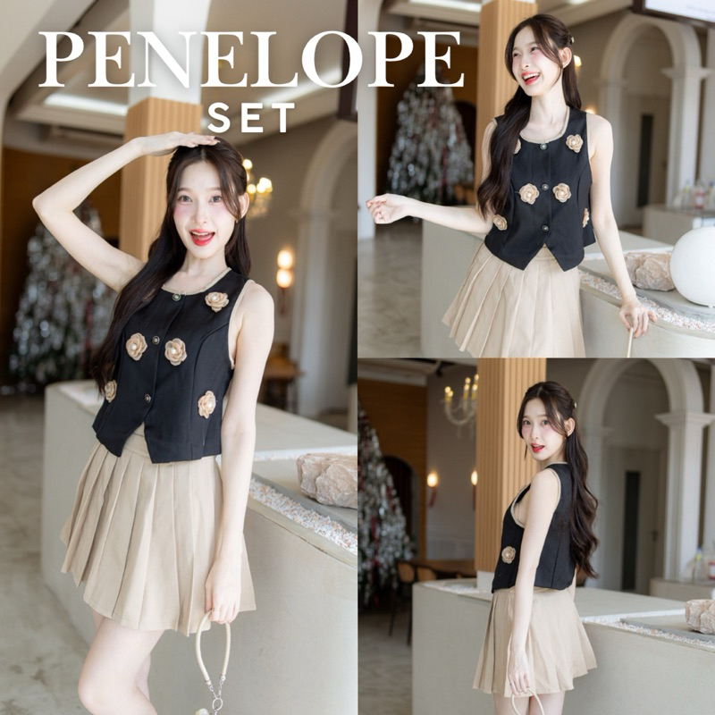 PENELOPE SET ชุดเซ็ต เสื้อกระโปรง แต่งดอกไม้