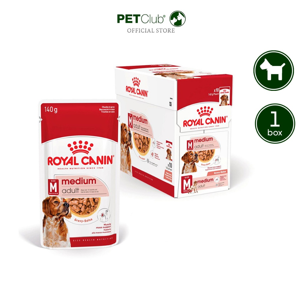[PETClub] Royal Canin Medium Adult Gravy - สุนัขโต พันธุ์กลาง [140 กรัม *ยกกล่อง 10 ซอง]