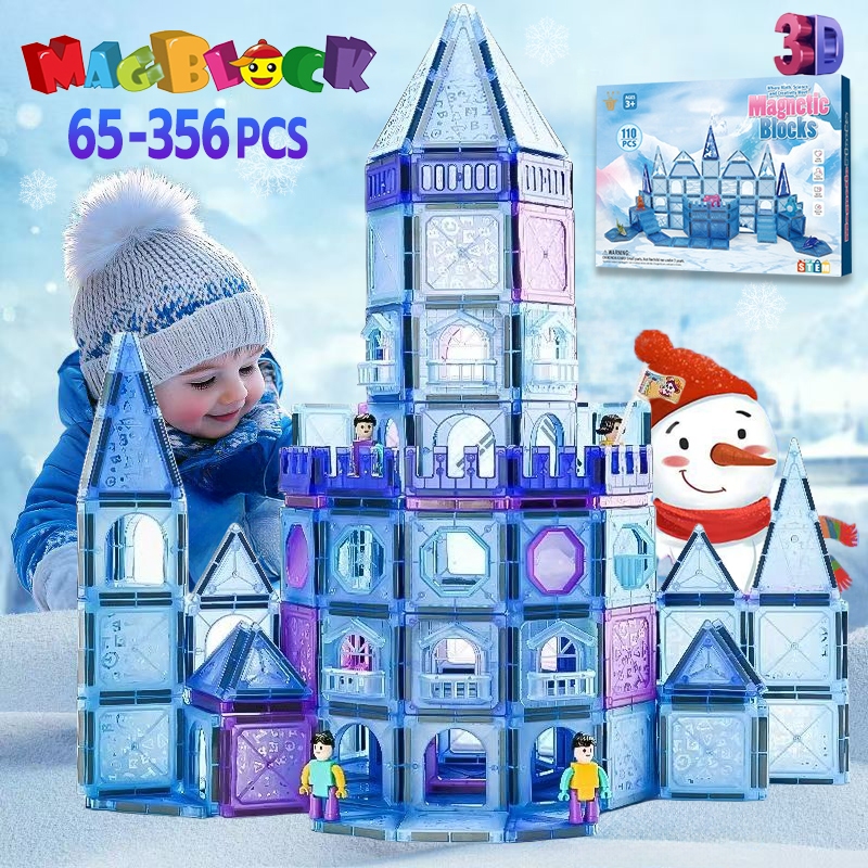 Frozen Castle Magnetic Tiles ของแท้ ตัวต่อแม่เหล็ก3d diy ของเล่น ฝึกสมาธิ ของเล่นเด็กmagnetic blocks
