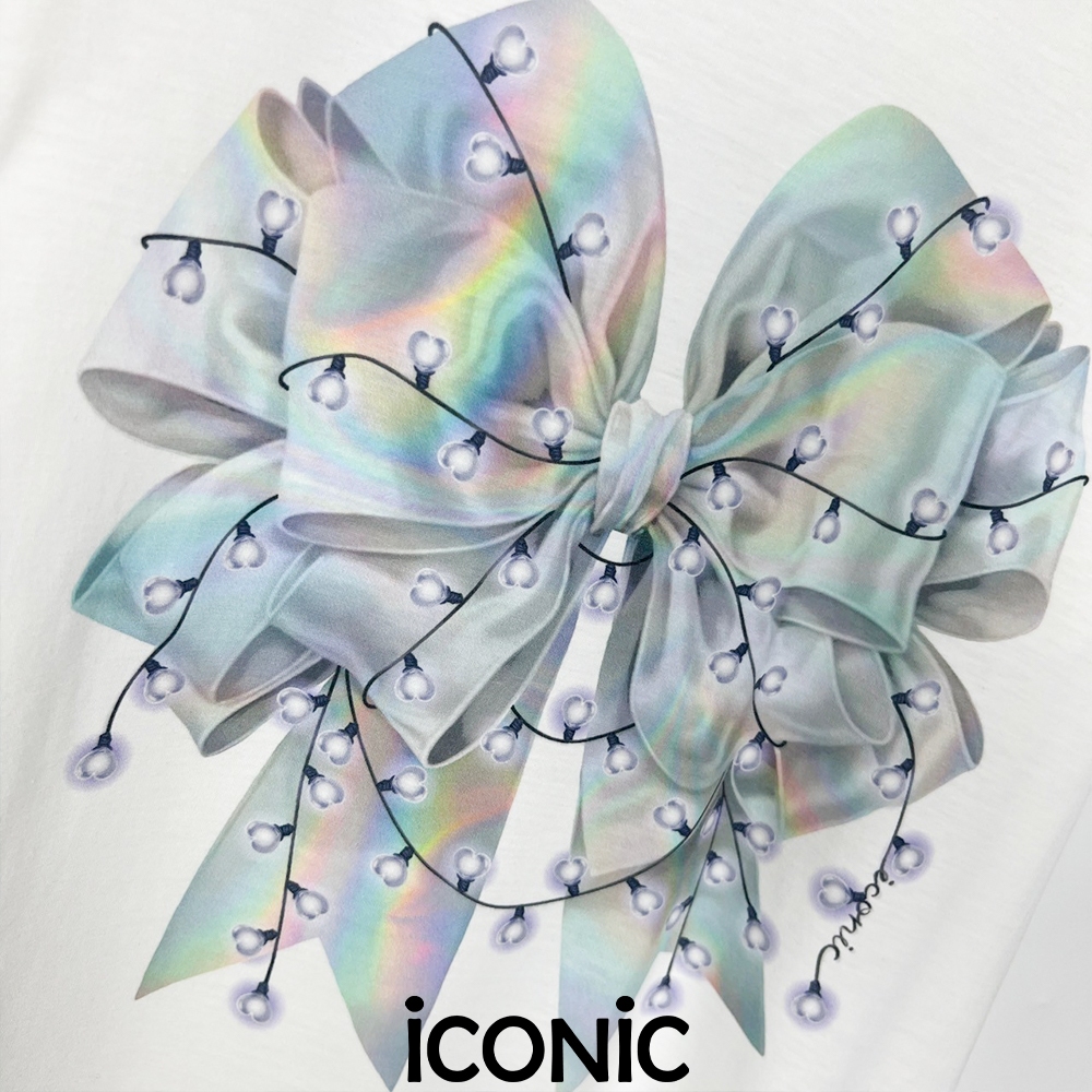 iCONiC CAROL T-SHIRT SILVER #20325X สีเงิน เสื้อยืด พิมพ์ลายโบว์ ประดับไฟ - รูปที่ 4