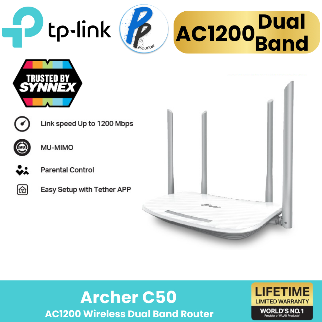 TP-Link Archer C50 เราเตอร์ AC1200 Wireless Dual Band Router เราเตอร์ปล่อยสัญญาณเร็ว แรง เสถียร กัยความถี่ 5G และ 2.4G