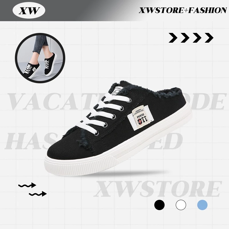 XWshopee กำลังฮิต รองเท้าผ้าใบเปิดส้น มี3 สีให้เลือก เเต่งตัวง่าย ใส่เที่ยวก็ได้ ใส่ทํางานก็ดี สินค้าดีมีคุณภาพ นํ้าหน