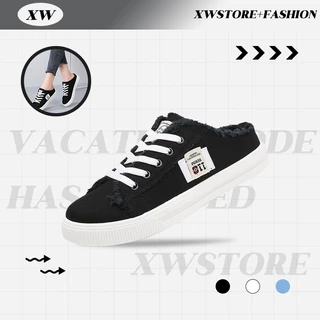 XWshopee กำลังฮิต รองเท้าผ้าใบเปิดส้น มี3 สีให้เลือก เเต่งตัวง่าย ใส่เที่ยวก็ได้ ใส่ทํางานก็ดี สินค้าดีมีคุณภาพ นํ้าหน