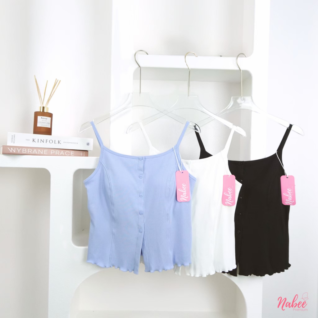 Nabee Premium เสื้อสายเดี่ยวเสริมบรา ผ้า cotton knit พรีเมี่ยม สวมใส่สบาย เย็บแบบกลับตะเข็บทั้งตัว