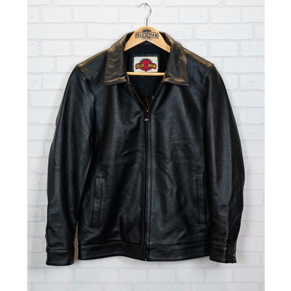 เสื้อแจ็คเก็ตหนังวัวแท้ เสื้อหนังแท้คอปก แจ็คเก็ตหนังแท้ เสื้อหนังแท้ หนังวัว รุ่น OldMile Jacket แบ