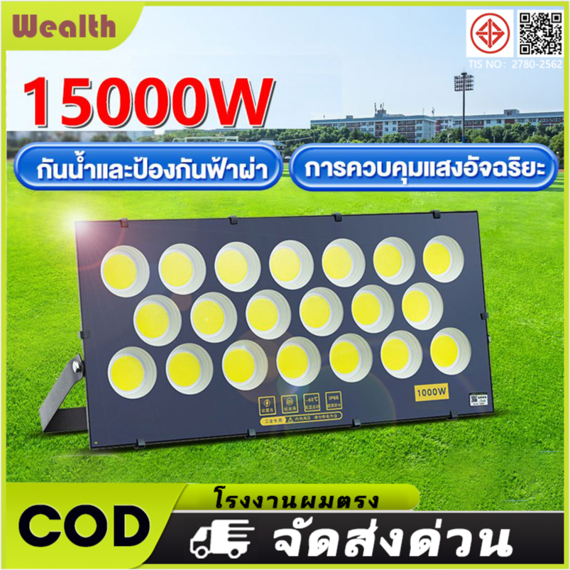 สปอร์ตไลท์ LED สปอตไลท์ ไฟส่องสว่าง 15000W แสงสีขาว ไฟสปอตไลท์กลางแจ้ง spotlight ส่องสว่างป้ายโฆษณา กันน้ำ เสียบปลั๊กไฟ