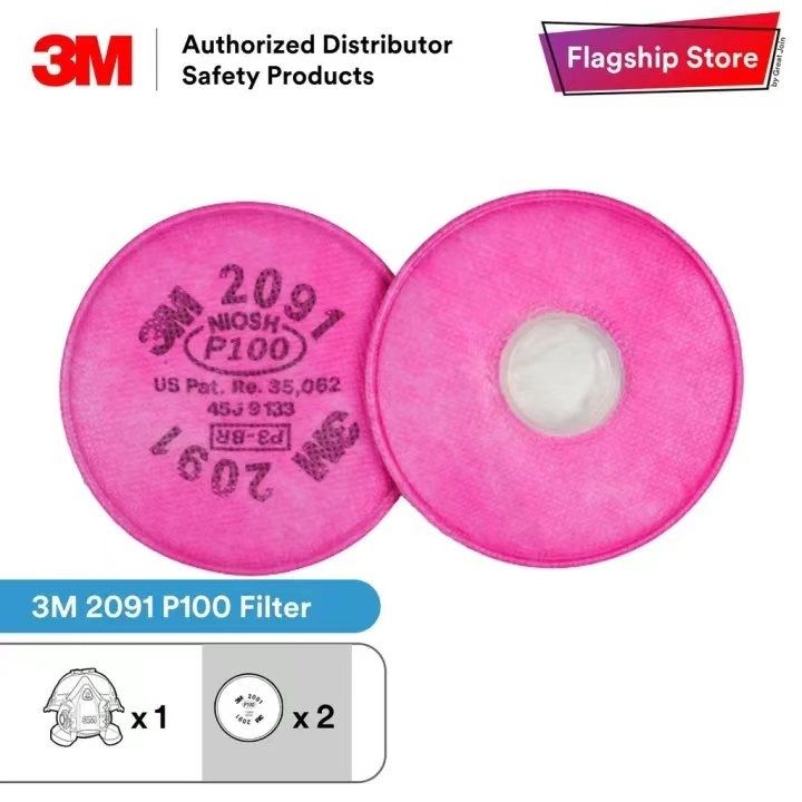 หน้ากาก 3M 7502+2091 พร้อมแผ่นกรอง รุ่น 2097 ป้องกันฝุ่น สารเคมี เหมาะกับ งานเจียร์ เชื่อม ตัด ราคา ถูกที่สุด ดีลบีเคเค แกลเลอรีภาพที่ 3