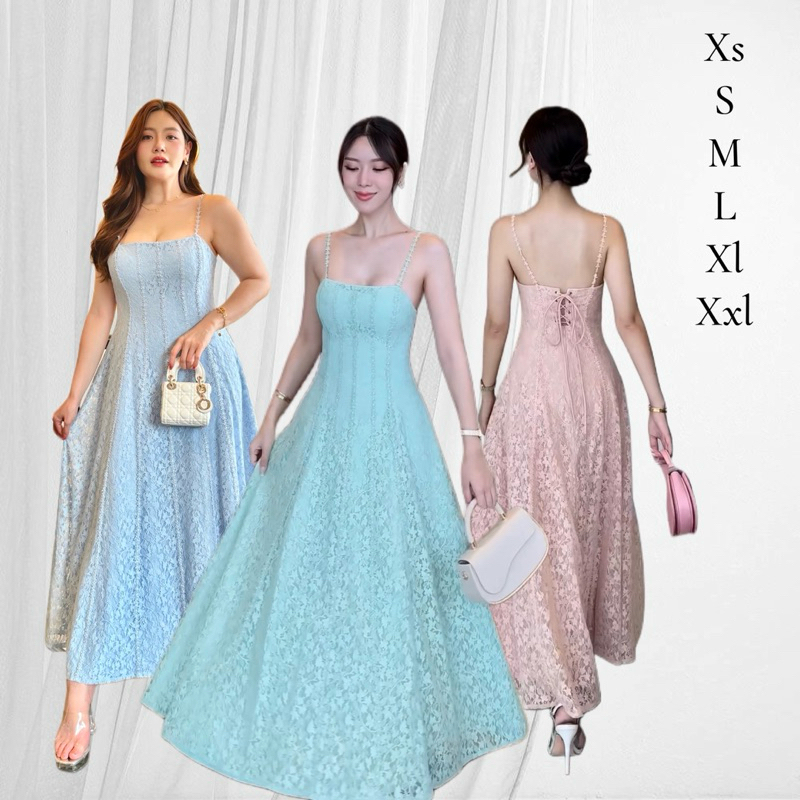 Venice : LD210 ชุดเดรส ชุดลูกไม้ ชุดยาว ชุดออกงาน ชุดสีขาว เดรสสีขาว ชุดไปงานแต่ง ชุดออกเดท เดรสงานชุดลูกไม้ งานแต่ง