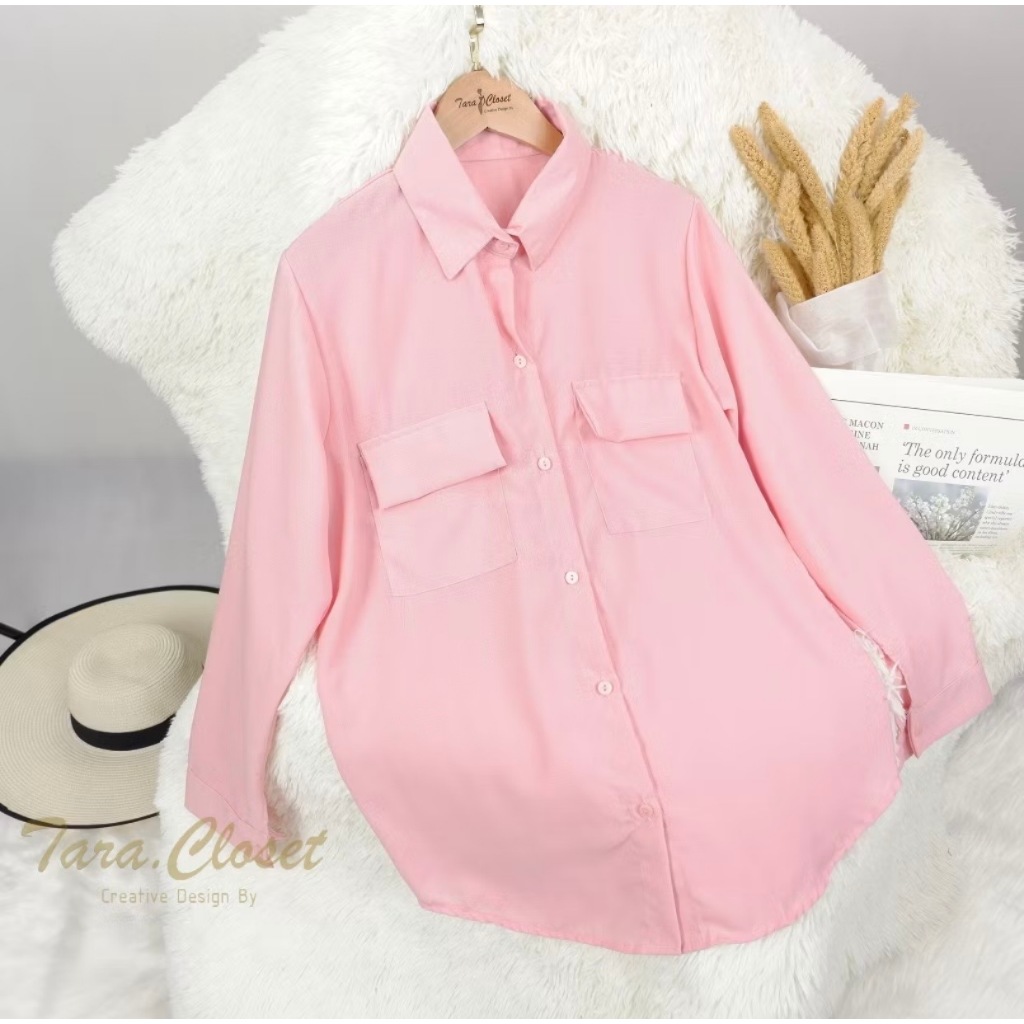 🌷ส่งต่อ🌷 เสื้อเชิ้ต แขนยาว กระเป๋าคู่ สีพาสเทล จากร้าน TARA.CLOSET🍀