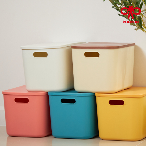 PONPON กล่องเก็บของแข็งแรง มีฝาปิดสนิท เก็บของได้เป็นระเบียบ