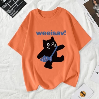 เสื้อยืดผู้หญิงแฟชั่นสาวลายการ์ตูนน่ารักฤดูร้อนเสื้อผ้าแฟชั่นส่วนเกาหลีสวมใส่สบายมาก#A163