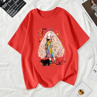 เสื้อยืดผู้หญิงแฟชั่นสาวลายการ์ตูนน่ารักฤดูร้อนเสื้อผ้าแฟชั่นส่วนเกาหลีสวมใส่สบายมาก#A170
