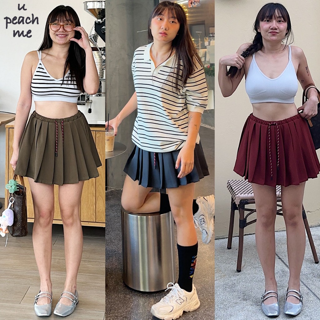 upeachme(B4) Please Pleated [เอว-40"] กระโปรงพลีทสั้นจีบแน่นมาก พลีทสั้นเอวต่ำ/กลาง/สูง กระโปรงพลีทจีบรอบมีซับทั้งตัว