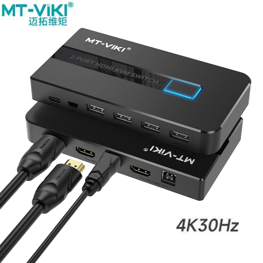 MT-Viki HDMI KVM Switch 4K 30Hz 2 Port / 4Port พร้อมสาย มีตัวเลือก