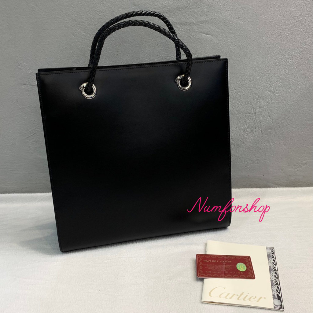 Cartier Panthere Leather Tote Bag Black มือสองสภาพดี