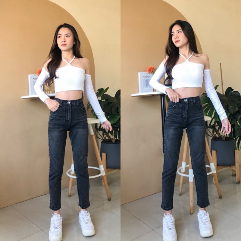 💯ยีนส์สาวอวบทรงบอยผ้ายืดมีไซS-40แบรนpunnyผ้ายืดตามตัวพลางหุ่นในตัวจ้า