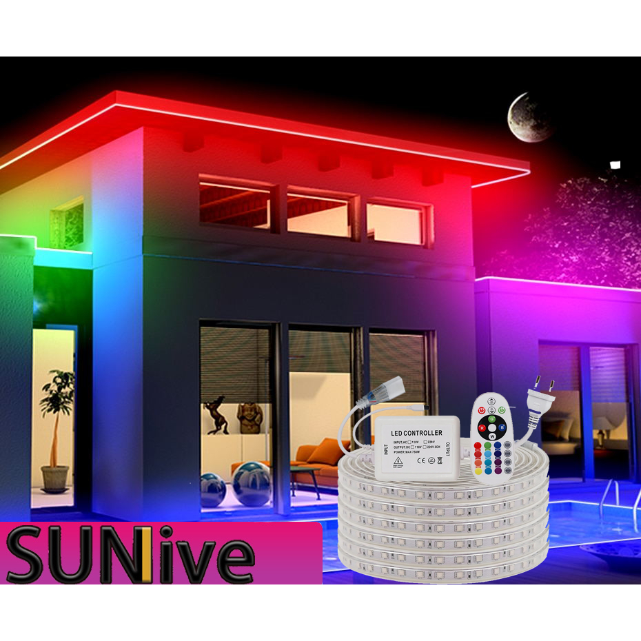 【รับประกัน1ปี】ไฟเส้น led 220v 10/15/20 เมตรในร่ม/กลางแจ้งกันน้ำ LED RGB Strip Light เปลี่ยนสี SMD ไฟตกแต่งคริสต์มาส