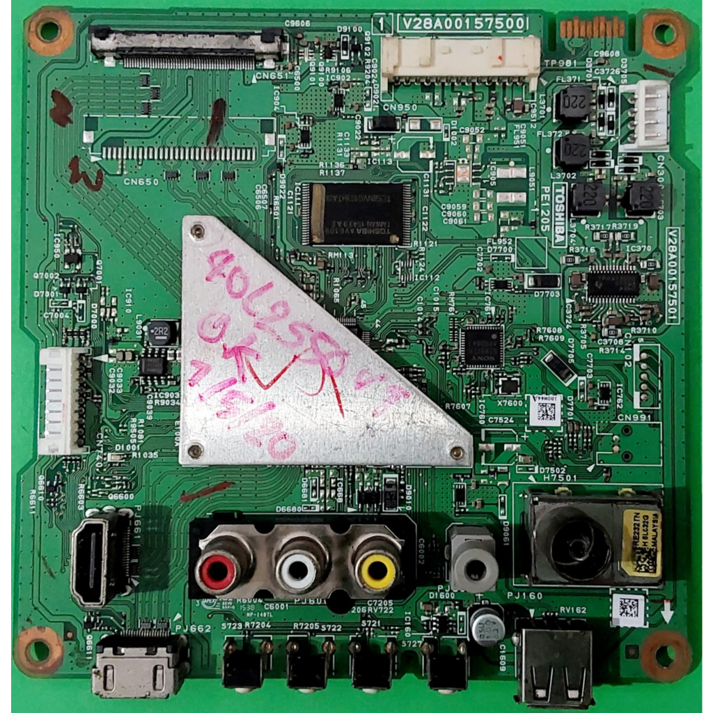 MAINBOARD TOSHIBA  พาร์ท V28A00157501 V28A00157500 ใช้กับรุ่น 40L2550VT ของถอดแท้ มีการรับประกัน 30 