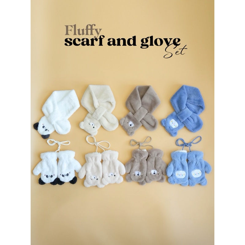 KG006 Fluffy scarf and glove set