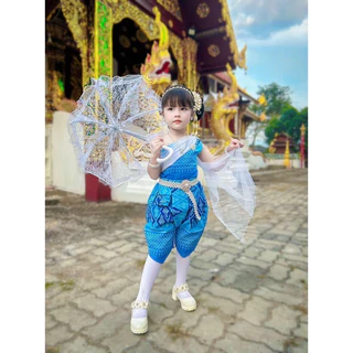🌸ชุดไทยประยุกต์ผ้าฝ้าย คุณหนูคุนใจน่ารักมาก🎀สดใส สมวัย❤️