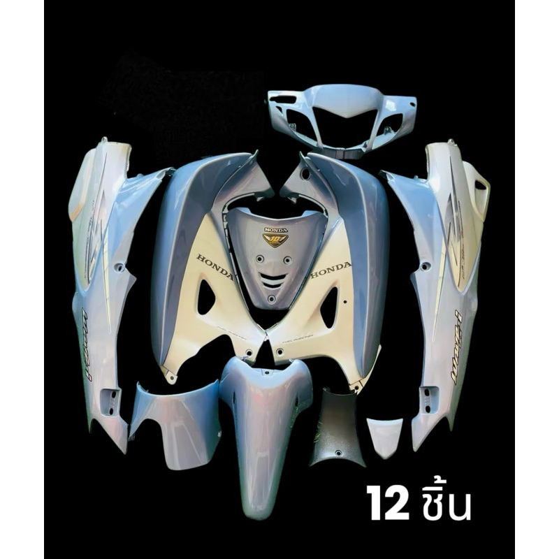 ชุดสีเวฟ125R ฟ้าครามมุก-ทูโทน + พร้อมอกไก่ หน้ากากหน้าแหลม ( รูกุญแจ เหลี่ยม ,กลม เลือกได้ ) wave125R 12ชิ้น (ABSเกรดดี)