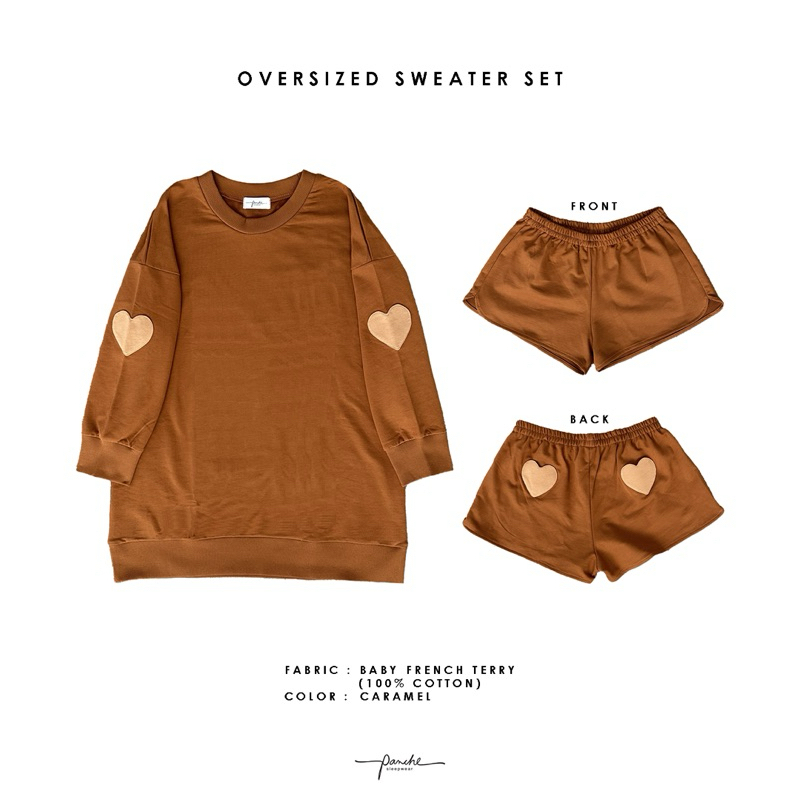 NEW!! Panche.Sleepwear ชุดนอนรุ่น Oversized Sweater Set สี Caramel