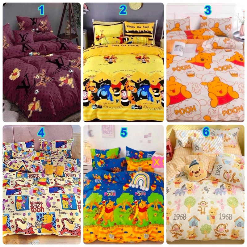 ชุดผ้าปูที่นอนพร้อมผ้านวมลายหมีพูห์ ขนาด 3.5, 5, 6 ฟุต