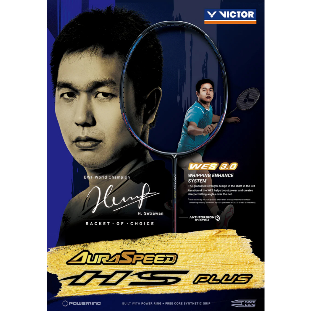 VICTOR ไม้แบดมินตัน รุ่น AURASPEED HS-PLUS C (Speed Type) 4UG5/Balance 298mm/Shaft Stiff/28lbs Free 