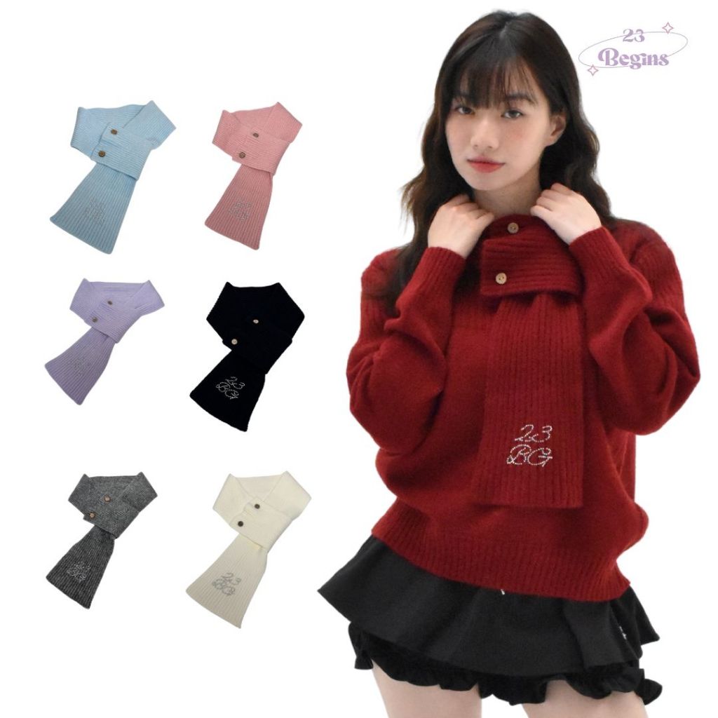 Emily Sweater เสื้อเเขนยาว เเถมผ้าพันคอ เสื้อกันหนาว (999AA)