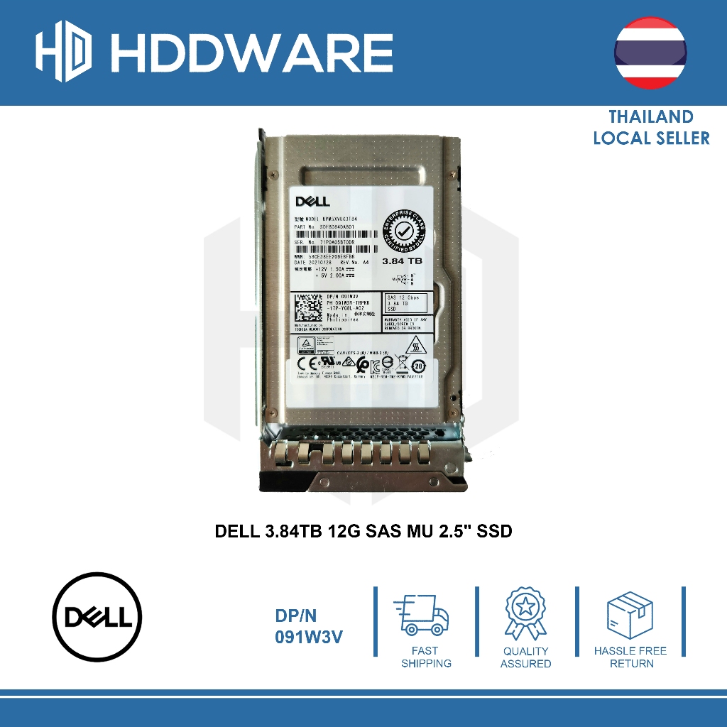 DELL 3.84TB 12G SAS MU 2.5" SSD // 091W3V // SDFBDB4DAB01 // KPM5XVUG3T84