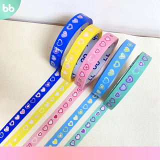 เทป mini heart เทปหัวใจมินิ 15 มม. 45 หลา (ม้วน) 5 สี ติดกล่องขนม เบเกอร์รี่ OPP tape ปิดกล่อง ติดกล่อง