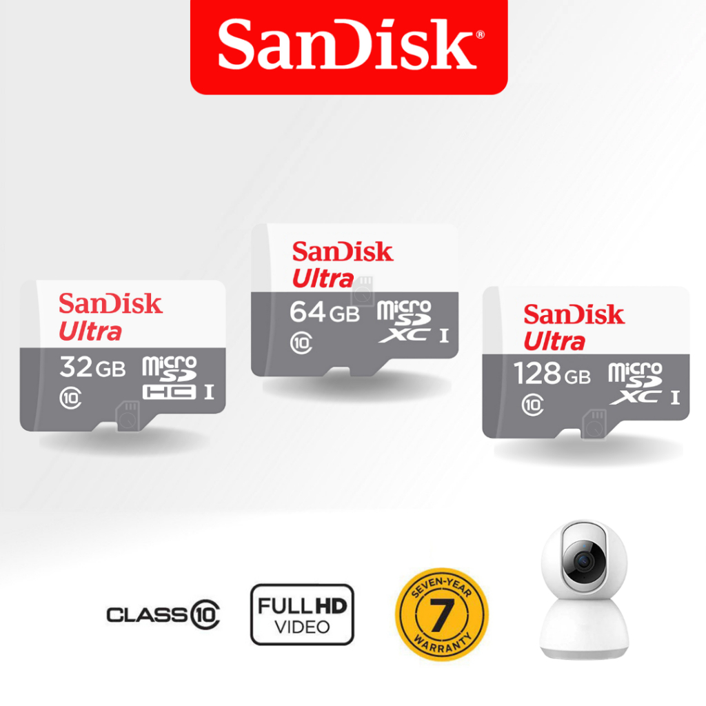SanDisk Ultra Micro SDCard 100mbs 32GB 64G 128GB Class10(SDSQUNR)โทรศัพท์ กล้องวงจรปิดไร้สาย TF Card