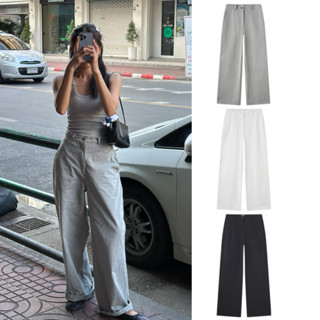 #28BOTTOM72🧸 เกงเกงทรงหลวมขากระบอกใหญ่เอวสูง