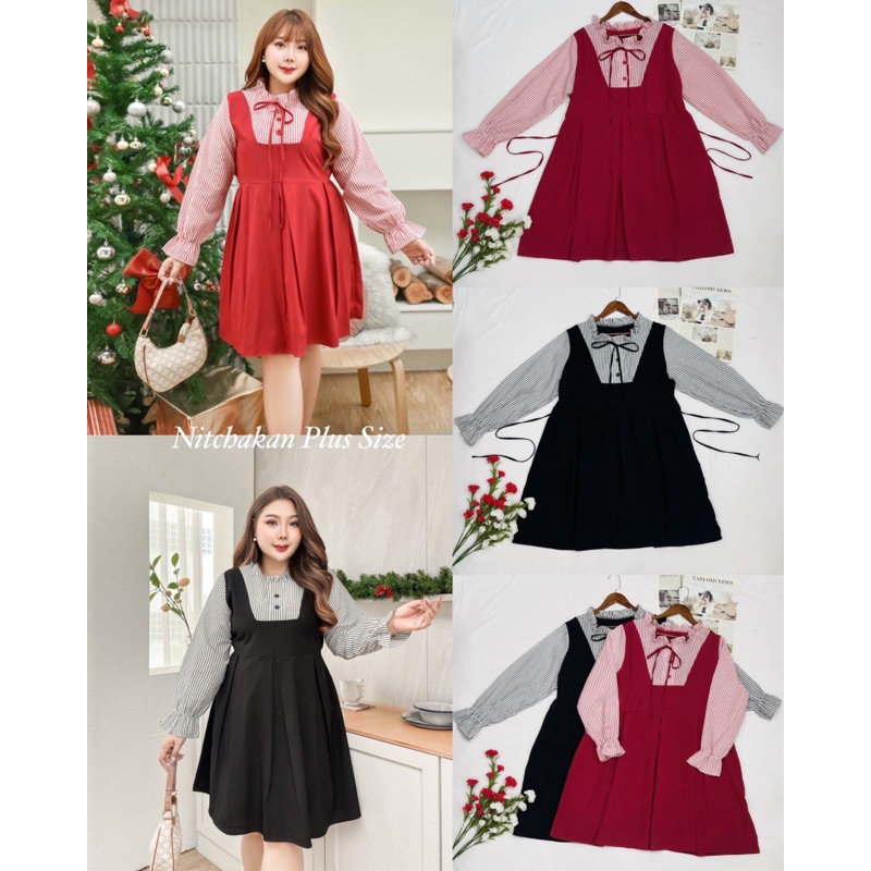 Minidress overalls มินเดรสเอี๊ยมเย็บติด อก 40-54+