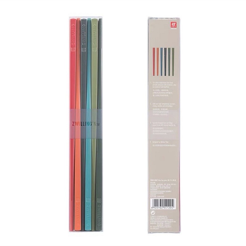 German Zwilling family chopsticks 6 pairs of non-slip colorful classification chopsticks set alloy chopsticks ราคา ถูกที่สุด ดีลบีเคเค แกลเลอรีภาพที่ 3