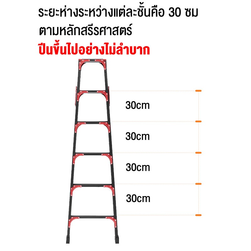 BT บันไดพับ  สแตนเลสคาร์บอน บันได รับน้ำหนัก 1000kg  4-7 ชั้น พกพาง่าย เสริมแข็งทนทานไม่เขยง - รูปที่ 2