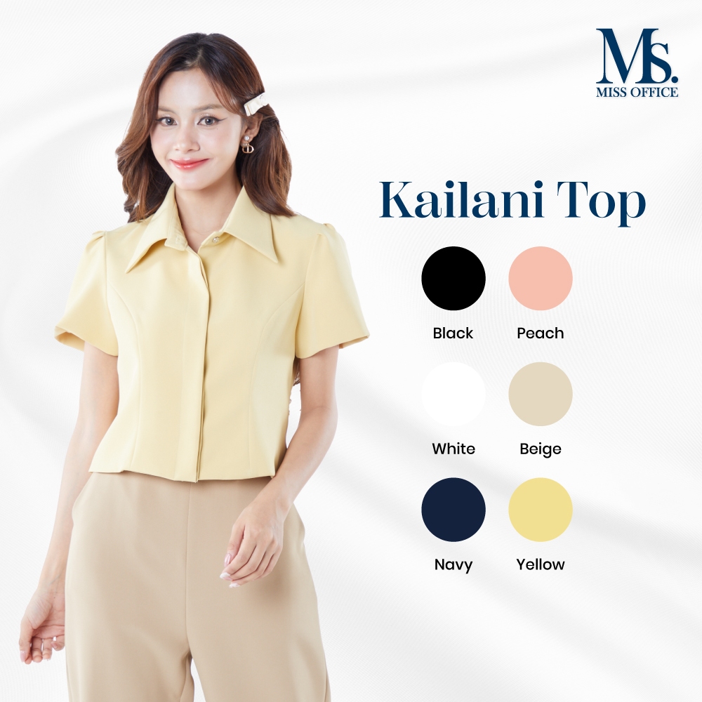 Miss office เสื้อครอปคอปกแขนจับจีบ (MT-289)