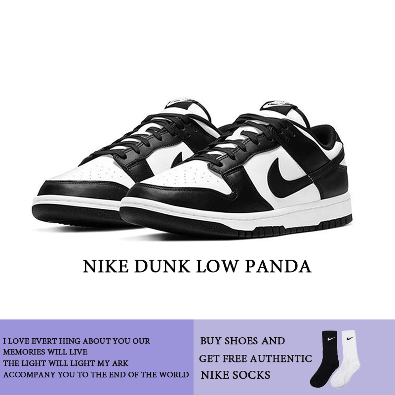 ขายตรงอย่างเป็นทางการ Dunk Low Retro White Black Panda Sneakers รองเท้าผ้าใบผู้ชาย NlKE 100%ของแท้