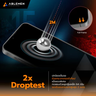 Ablemen FF 2X ฟิล์มกระจกเต็มจอ ถนอมสายตา ด้าน กันเสือก For iPhone 17 /Air /16 /15 /14 /Pro Max /Pro /Plus