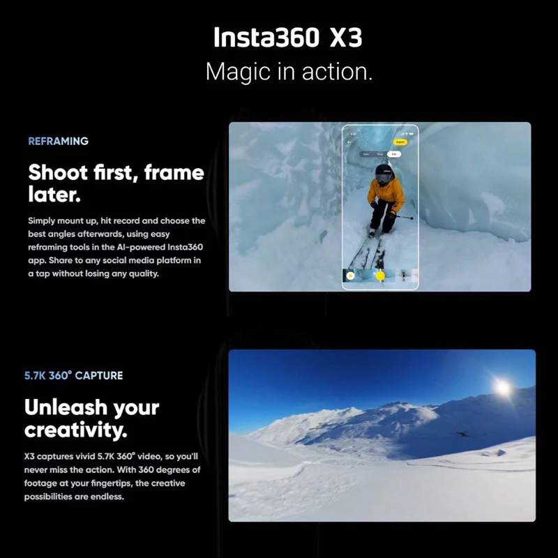 Insta360 X3 - 5.7K Dual-Mode Ultimate 360 Sport Action Camera thumbnail 5