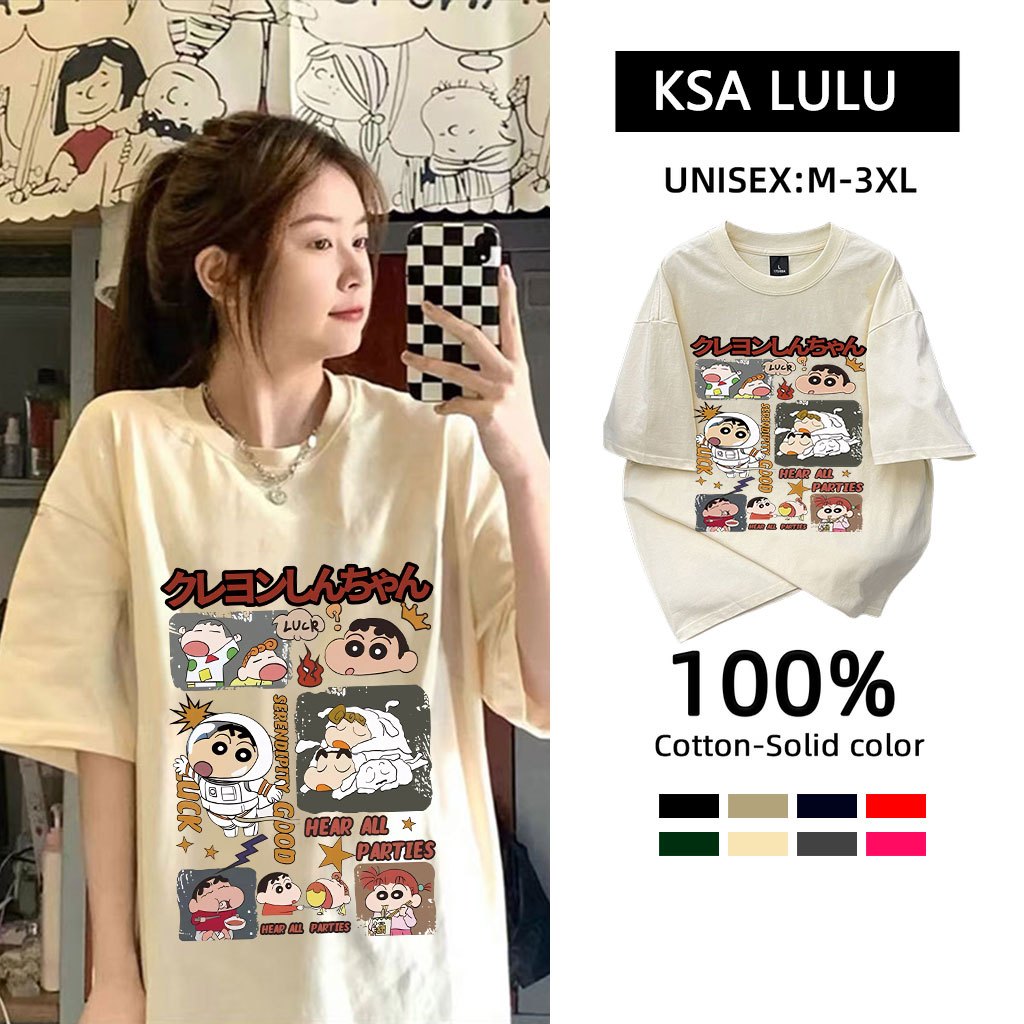 เสื้อยืดลายการ์ตูนผู้หญิงกําลังฮิตใหม่ ผ้าคอตตอน100% oversize เสื้อผ้าสาวอวบแฟชั่นไซส์ใหญ่ เสื้อโอเวอร์ไซส์เกาหลี M-3XL